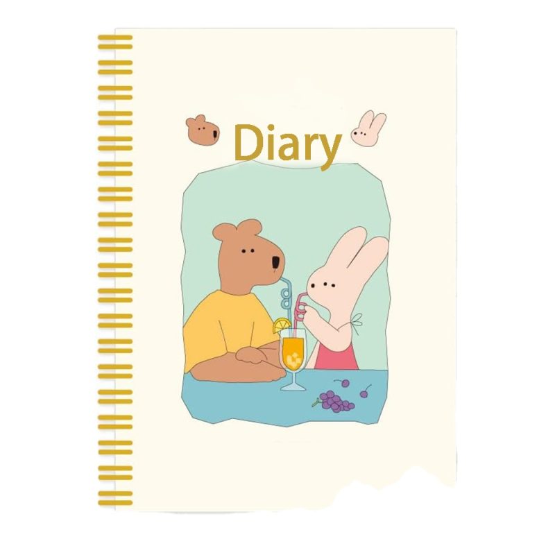 Custom Gold A5 Spiral Cartoon Kawaii Cute Diary Notebook